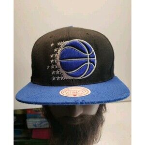 Orlando Magic Black And Blue Mitchell & Ness Snapback Hat. NBA Basketball